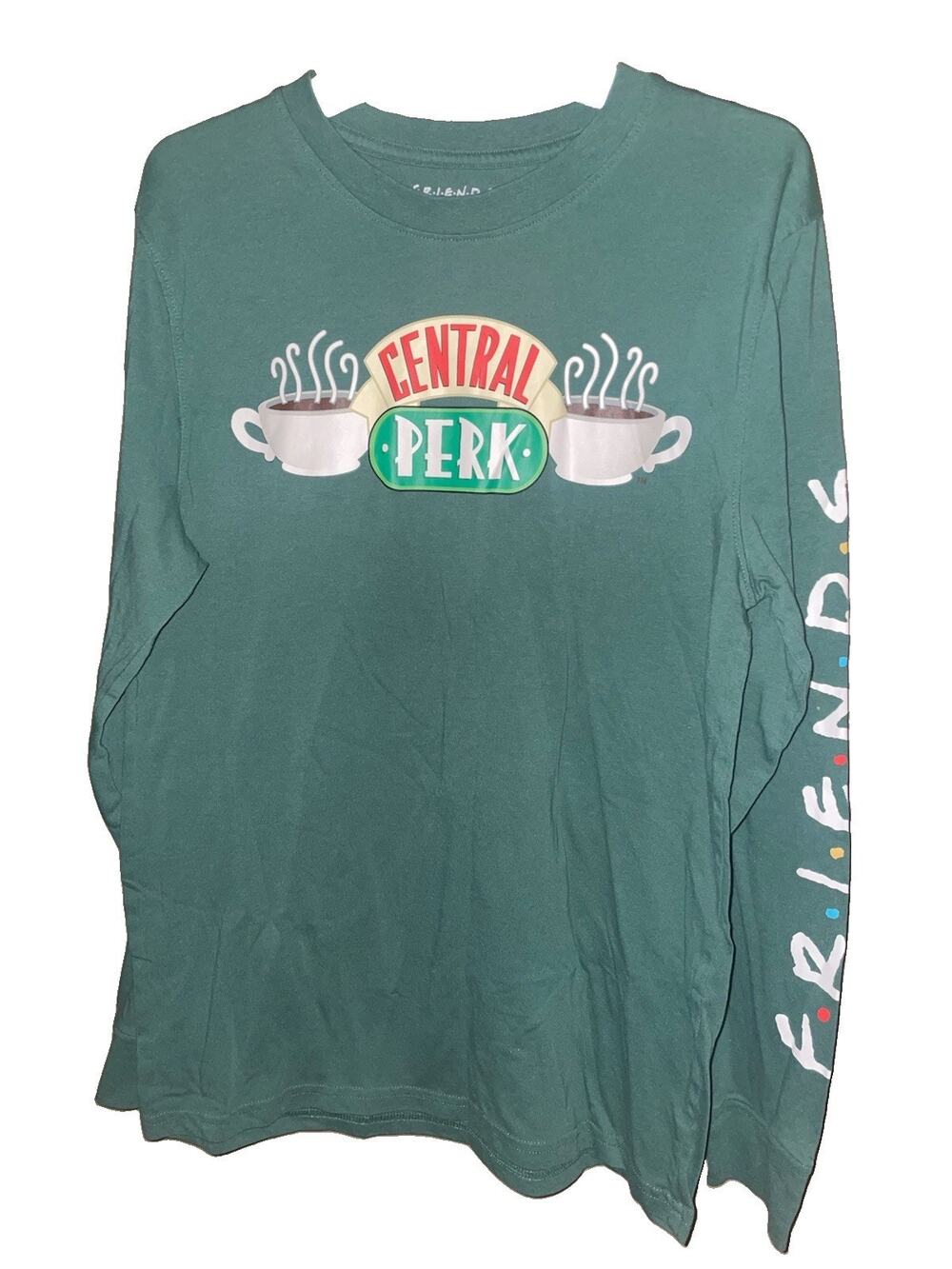 Friends Central Perk Long Sleeve T-Shirt Adult Small (34/36) Green Soft